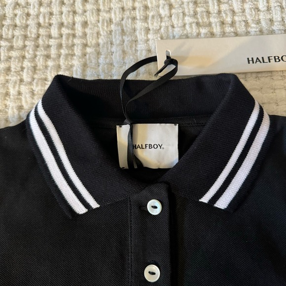 Halfboy Black Logo-Embroidered Cropped Polo - XS - NWT - Picture 5 of 10